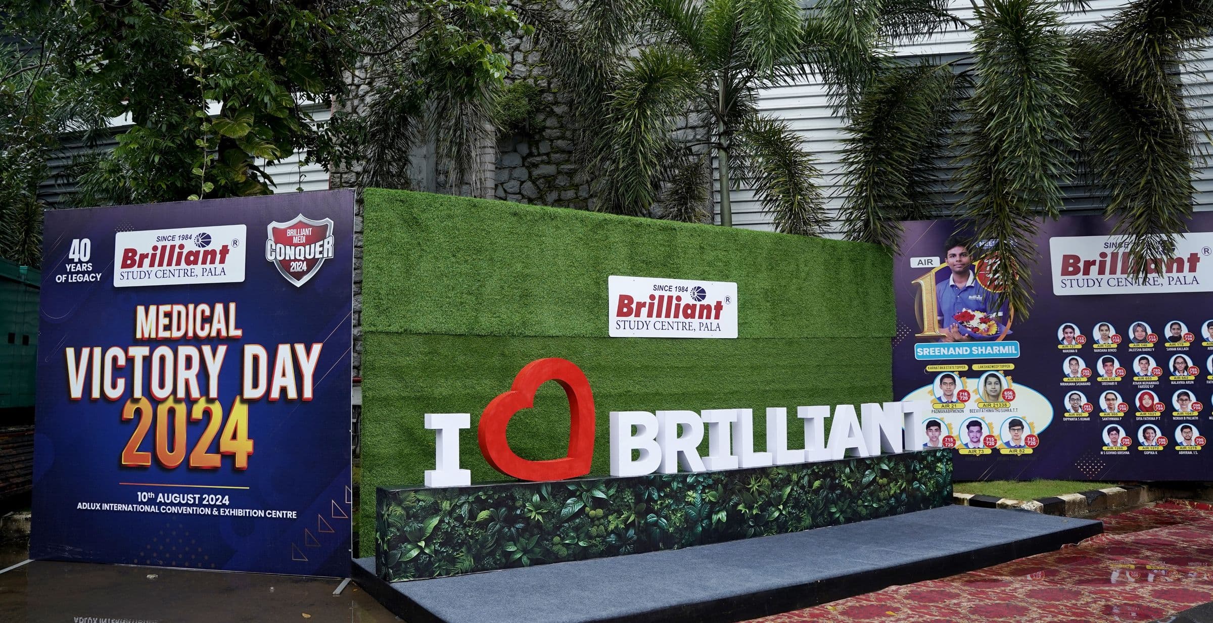 The Medical Victory Day 2024 backdrop and 'I love Brilliant' installation