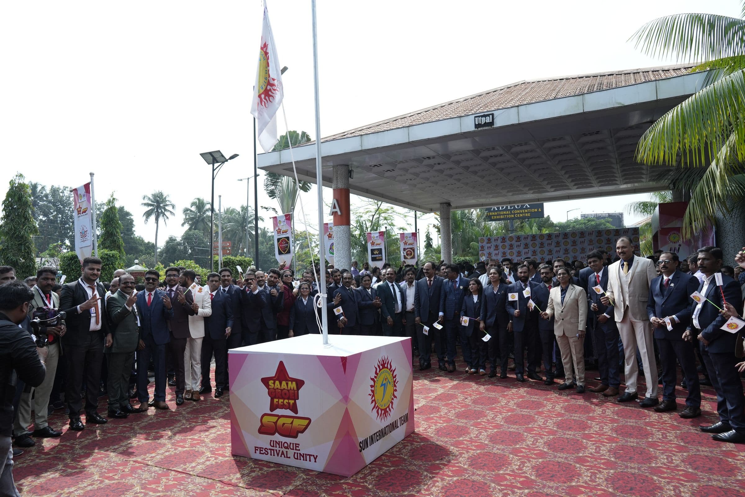 A flag-hoisting ceremony with students at a Brilliant Study Centre event