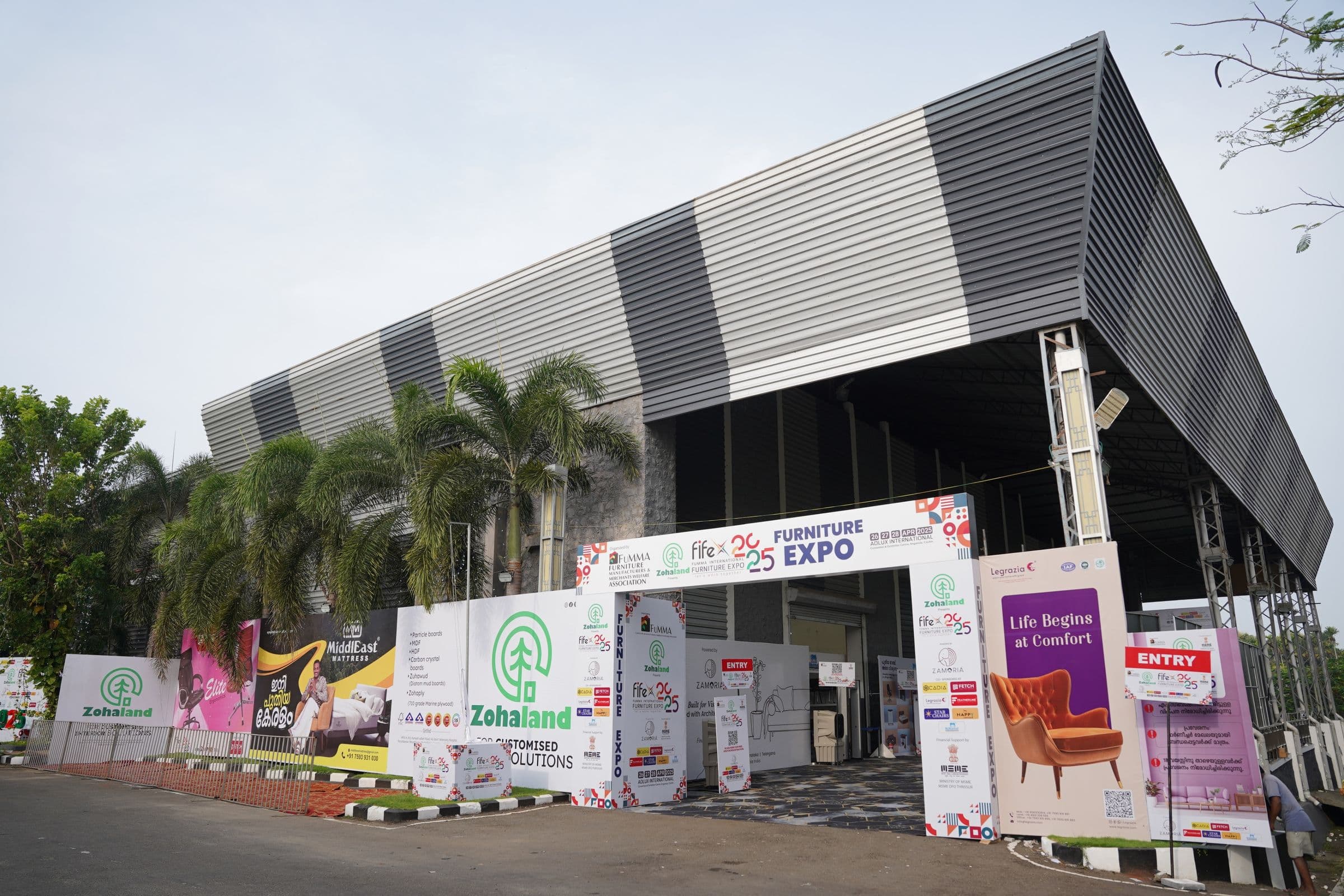 The FIFEX entrance gate with exhibitor branding