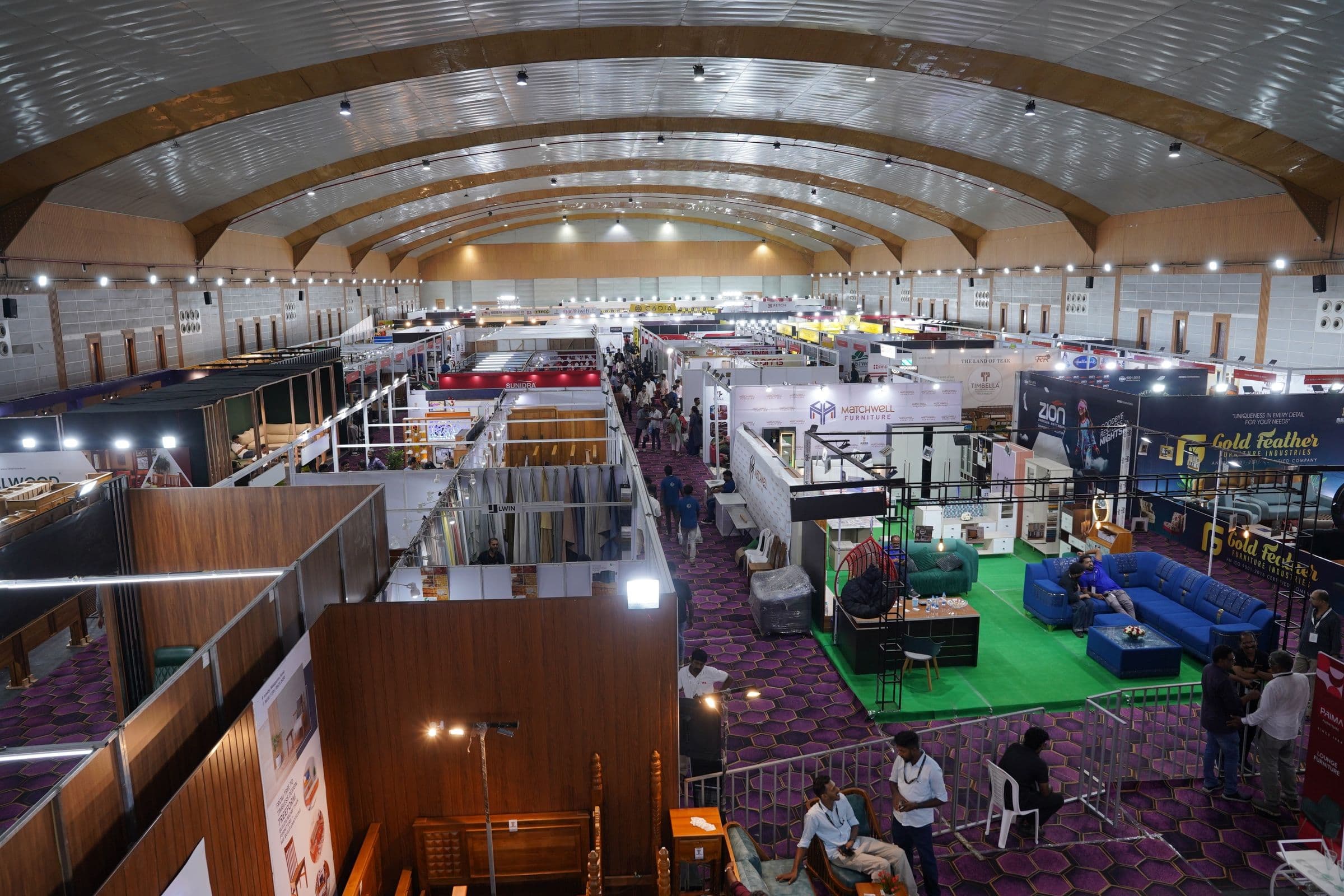 A high view over the stalls inside the FIFEX furniture expo hall