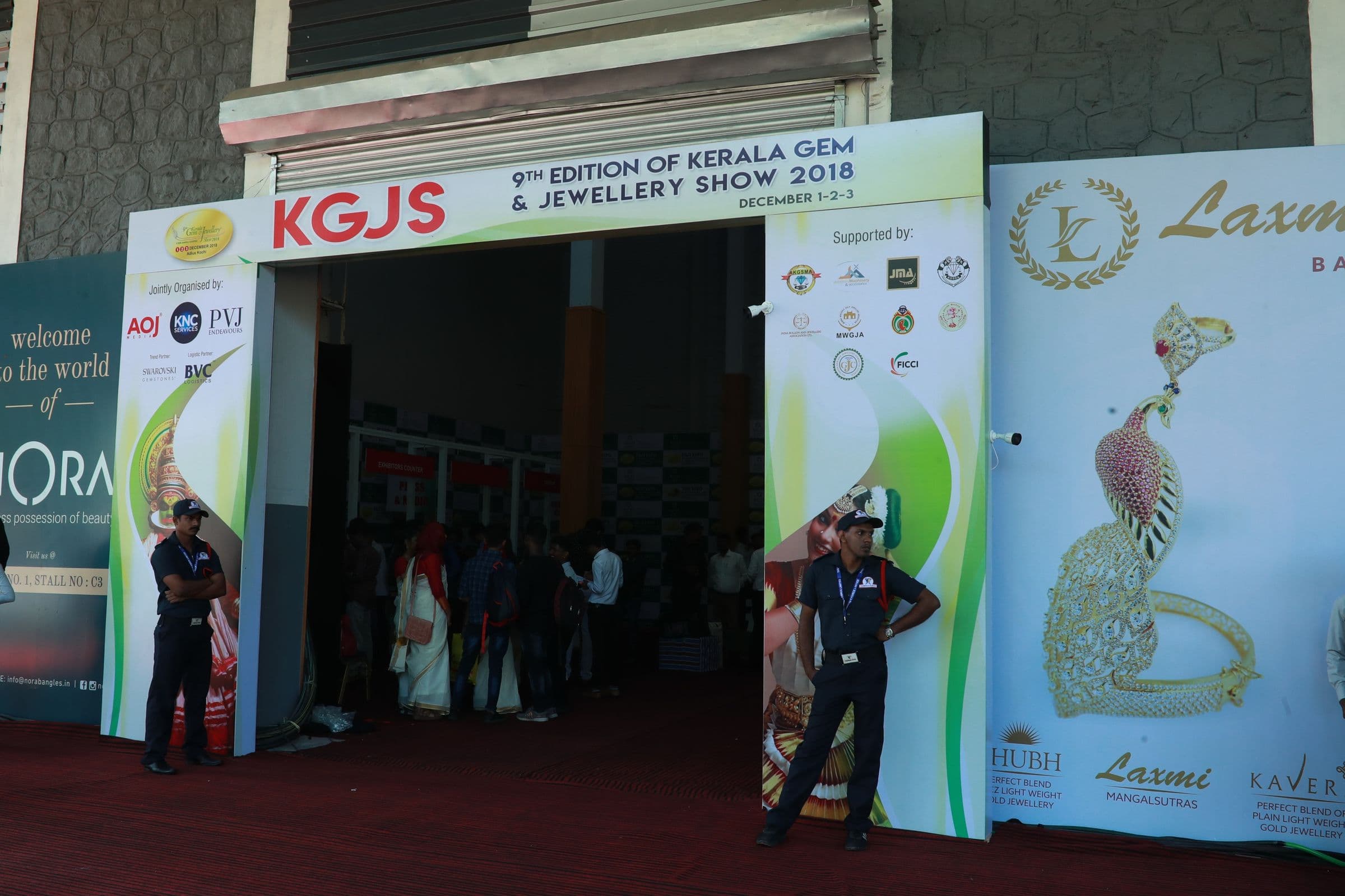 The entrance to the 9th edition of the Kerala Gem & Jewellery Show, December 2018