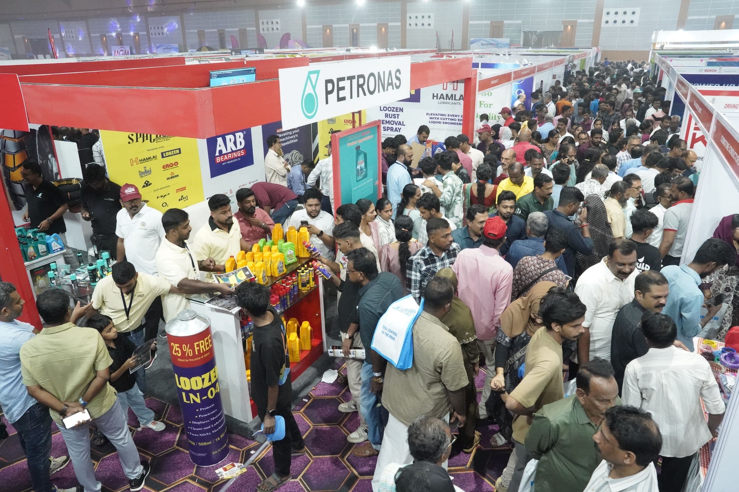 Trade visitors crowd the stalls on the Spare Expo show floor