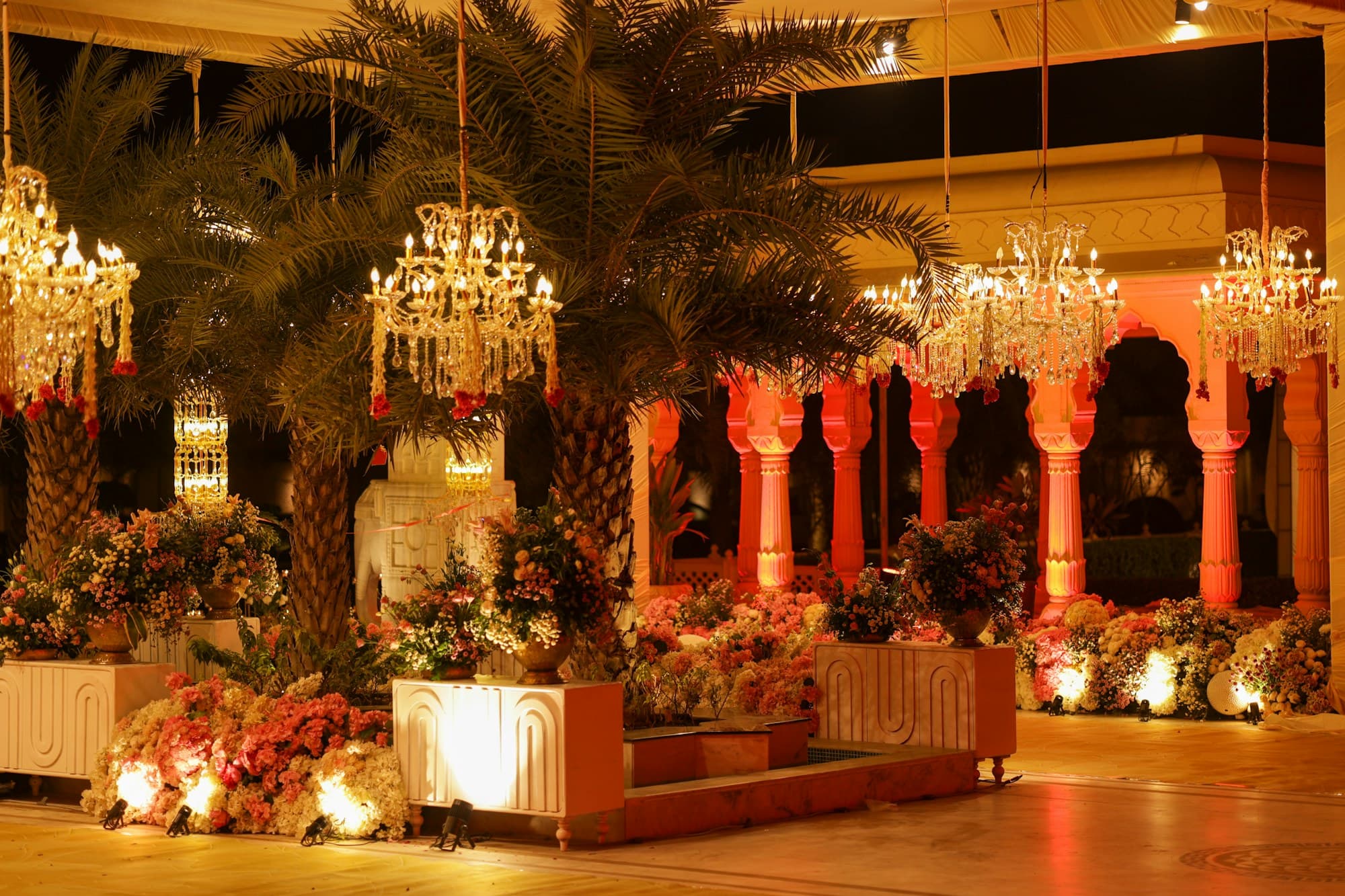 A bespoke luxury wedding setup styled for a destination celebration